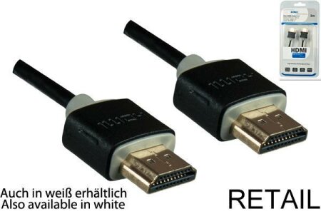 DINIC Kabel HDMI Slim (1.4) 1m St./St., schwarz