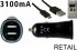 DINIC Ladeadapter KFZ > USB/Micro-USB 3,1A schwarz, 1m
