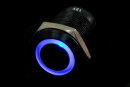Phobya Vandalismus  / Klingeltaster 19mm Aluminium schwarz, blau Ring beleuchtet 6pin