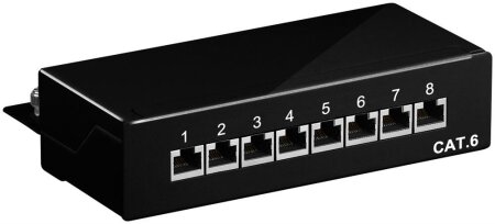 Goobay Patchpanel CAT 6, 8 Port, schwarz