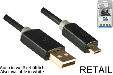 DINIC Kabel Micro USB 2m A St. > micro B St. schwarz