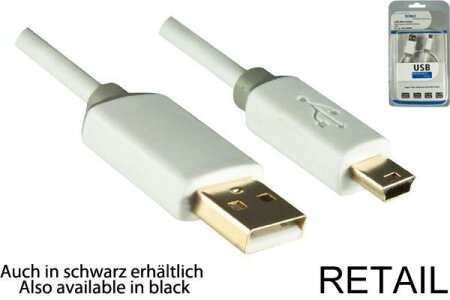 DINIC Kabel Mini USB 0.5m A St. > mini B St., weiß