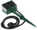 Gartensteckdose mit Erdspieß, 2-fach, IP44, 1,4m Kabel