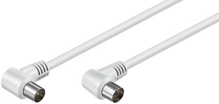 Antennenkabel IEC/Koax Stecker 90° > Buchse 90°  1.5m weiß