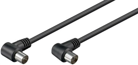 Antennenkabel IEC/Koax Stecker 90° > Buchse 90°  1.5m schwarz