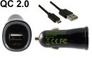 DINIC USB KFZ Quick Charger, Ladeadapter inkl. USB Kabel, 1m