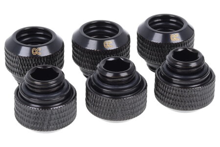 Alphacool Eiszapfen 12mm HardTube Anschraubtülle G1/4  - Deep Black Sixpack