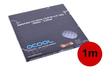 Alphacool Schlauch AlphaTube HF 13/10 (3/8"ID) - Klar 1m (3,3ft) Retailbox 100cm