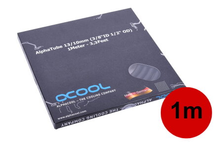 Alphacool Schlauch AlphaTube HF 13/10 (3/8"ID) - UV Schwarz 1m (3,3ft) Retailbox 100cm