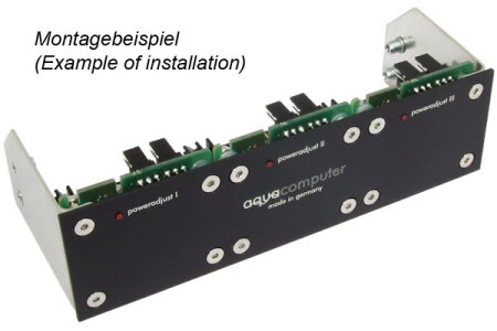 Aquacomputer Einbaublende für poweradjust 2/3 und farbwerk, Aluminium schwarz eloxiert