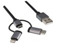 DINIC Kabel USB 2.0 > micro-A/USB-C/Lightning 1.0m
