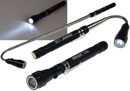 Teleskop Pick-Up Werkzeug mit LED Je 1 Magnet Kopf+Fuß, Schwanenhals