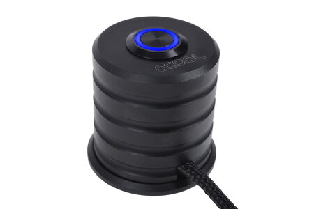 Alphacool Powerbutton mit Taster 19mm blau beleuchtet - Deep Black