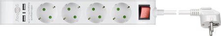 Goobay Steckdosenleiste 4-fach mit Schalter und 2 USB Ports