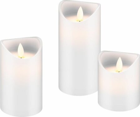 Goobay 3er-Set LED-Echtwachs-Kerzen, weiß