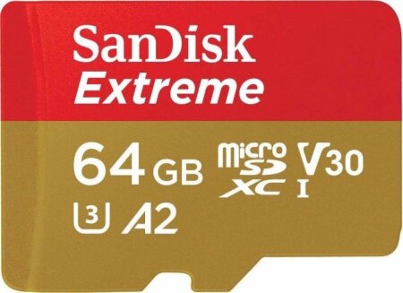 SanDisk Extreme microSDXC R160/W90 64GB Kit, UHS-I U3, A2, Class 10