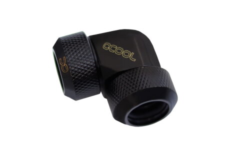 Alphacool Eiszapfen 13mm HardTube Anschraubtülle 90° L-Verbinder Acryl- Messingrohre - Deep Blac
