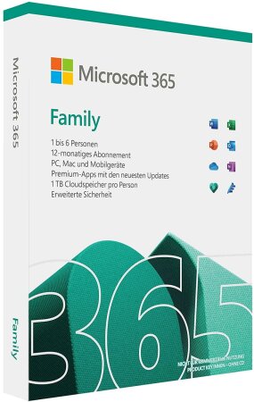 Microsoft Office 365 Family, 1 Jahr, PKC (deutsch) (PC/MAC)
