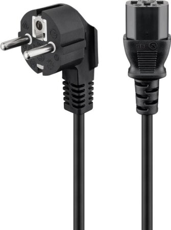 Goobay Kabel 230V Schuko 90° > C13 Kaltgeräte Bu. 2m, schwarz