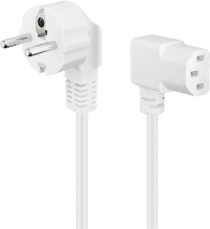 Goobay Kabel 230V Schuko 90° > C13 Kaltgeräte Bu. beidseitig abgewinkelt 5m, weiß