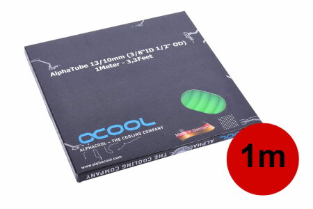 Alphacool Schlauch AlphaTube HF 13/10 (3/8"ID) - UV Grün 1m (3,3ft) Retailbox 100cm EOL