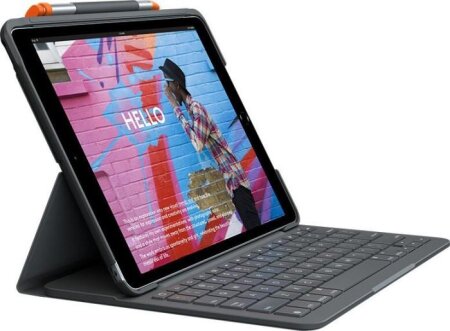 Logitech Slim Folio, KeyboardDock für Apple iPad 10.2", schwarz, DE