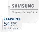 Samsung microSDXC EVO Plus 64GB Kit, UHS-I U3, A1, Class 10