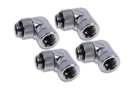 Alphacool Eiszapfen Winkeladapter 90° drehbar G1/4 AG auf G1/4 IG - 4pcs Set Chrome
