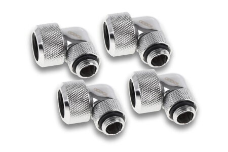 Alphacool Eiszapfen 16mm HardTube Anschraubtülle 90° drehbar G1/4 für Acryl/Messingrohre - 4pcs