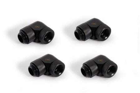 Alphacool Eiszapfen Winkeladapter 90° drehbar G1/4 AG auf G1/4 IG - 4pcs Set Deep Black