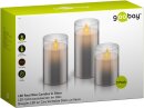 Goobay 3er-Set LED-Echtwachs-Kerzen im Glas