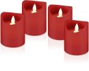 Goobay 4er-Set LED-Echtwachs-Kerzen, rot