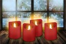Goobay 4er-Set LED-Echtwachs-Kerzen, rot