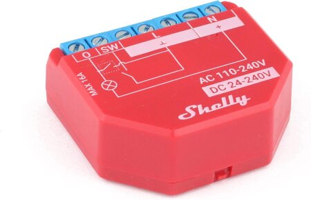 Shelly Plus 1PM, WLAN-Funkschalter mit Strommesssensor, 1-Kanal, Unterputz, Schaltaktor