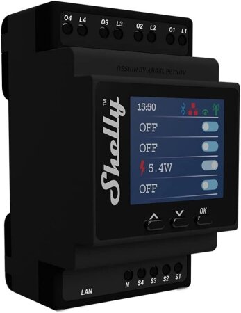 Shelly Pro 4PM WiFi Relaisschalter, 4-Kanal, Schaltaktor