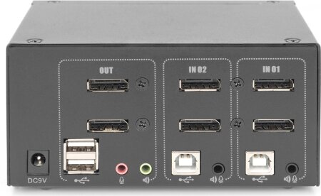 Digitus KVM-Switch, 2-Port, Dual-Display, 4K, DisplayPort, 2-fach KVM-Switch