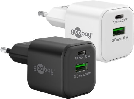 Goobay Ladeadapter 230V > USB-C PD Dual-Nano GaN 20W schwarz