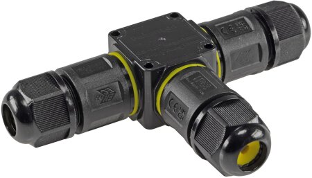 Kabelverbinder T-Form, IP68, 450V/24A Klemmanschluss, für Kabel Ø 6-11mm