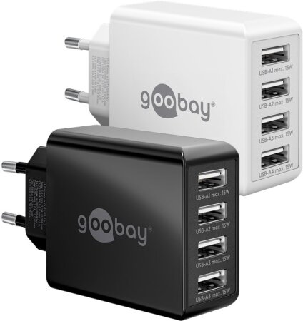 Goobay Ladeadapter 230V > 4x USB-A 30W schwarz