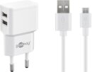 Goobay Micro-USB Dual-Ladeset 12W, weiß