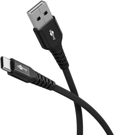 Goobay Kabel USB-C > USB-A Textil schwarz, 2m