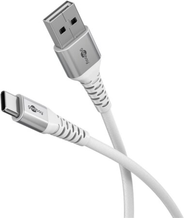 Goobay Kabel USB-C > USB-A Textil weiß, 0.5m