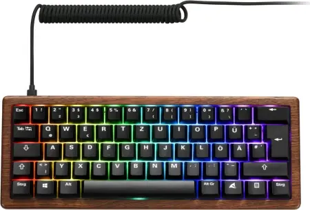 Sharkoon Skiller SGK50 S4 Gen2 Wood PBT, holz/schwarz, LEDs RGB, hot-swap, Gateron G Pro 3.0 YELLOW, USB, DE