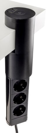 3-fach Tischsteckdose "CT-KS 3" USB-A + C, 20W PD, 3m, schwarz