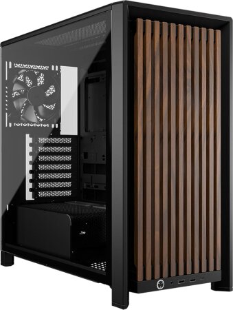 Corsair Frame 4000D RS Wood, schwarz/braun, Glasfenster